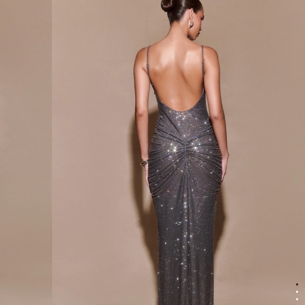 Meshki Glittering Gray Maxi Dress - Picture 2 of 7